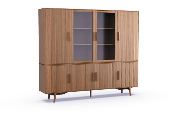 Buffet-vaisselier 4 portes en chêne massif – E14M