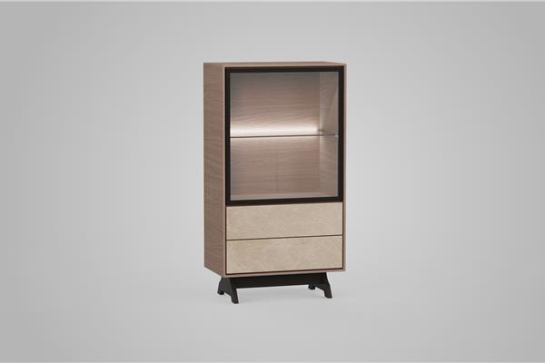 Highboard 1-doors with glass - Oak furniture