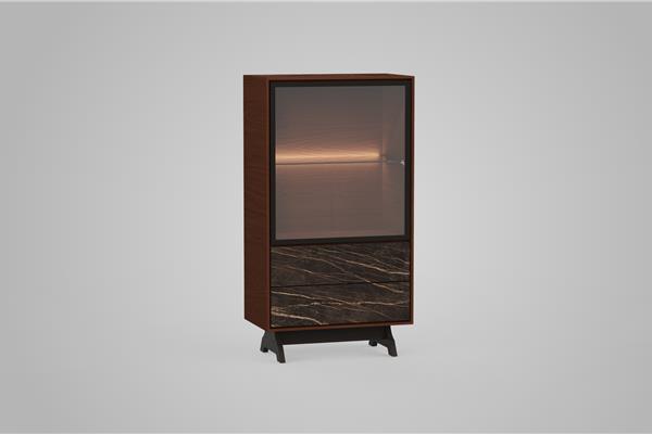 Highboard 1-doors with glass - Oak furniture