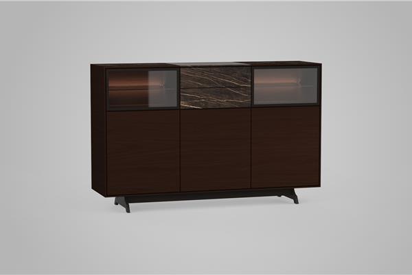 Highboard 3-doors with glass - Oak furniture