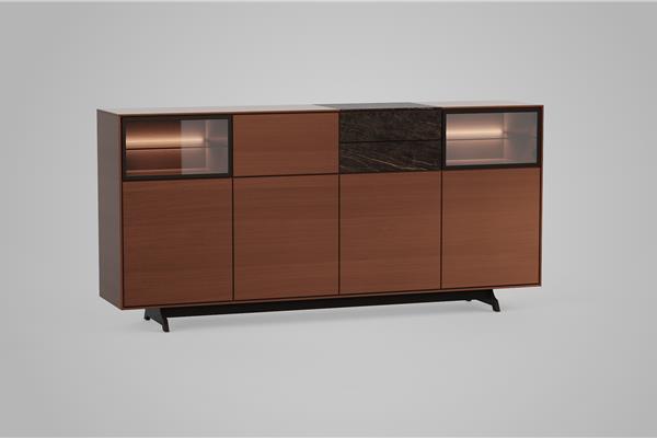 Highboard 4-doors with glass - Oak furniture