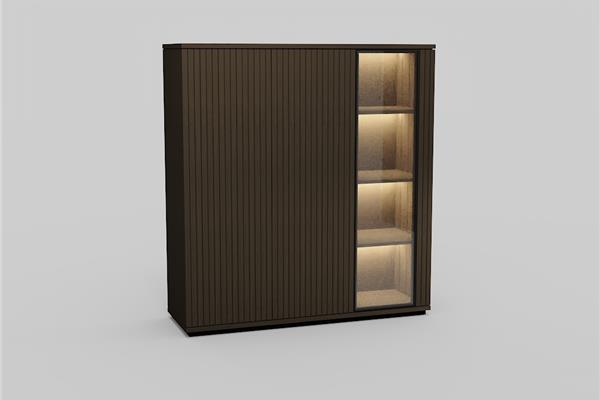 Vitrine-3-deurs - Eiken meubels