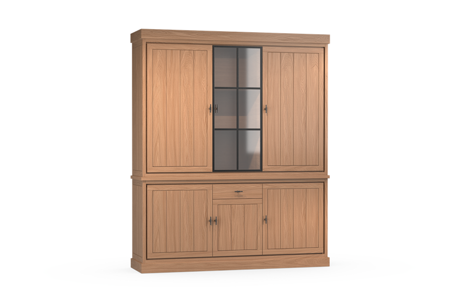 Vitrine-kast 3-deurs - Theuns Eiken meubels