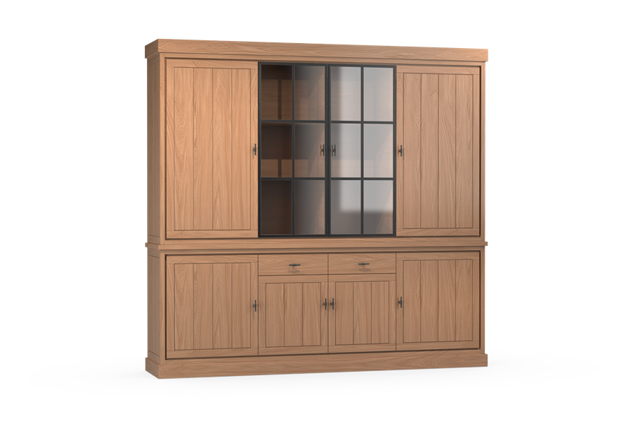 Vitrine-kast 4-deurs - Theuns Eiken meubels