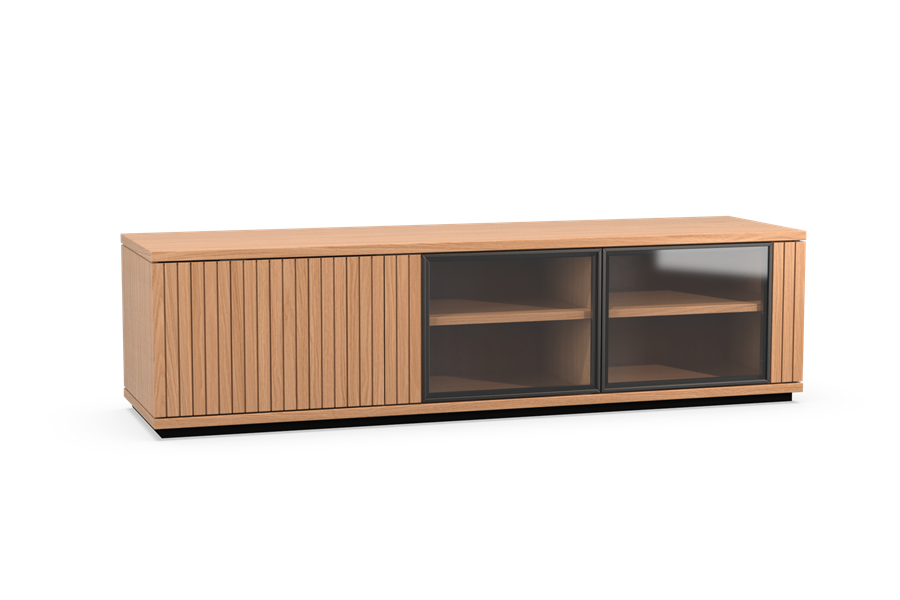 TV-kast 3-deurs glas met plint - Theuns Eiken meubels