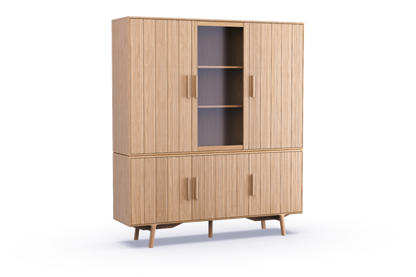 Hutch cabinet 3-doors solid/glass - Theuns