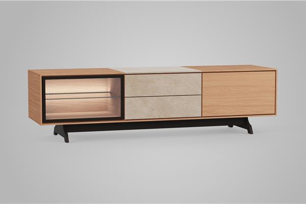 Meuble TV 3 portes avec verre - Theuns