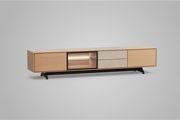 Meuble TV 4 portes avec verre - Theuns