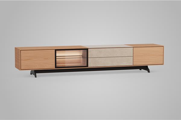 Meuble TV 5 portes avec verre - Theuns