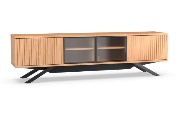 Meuble TV 4 portes vitrées avec socle - Theuns