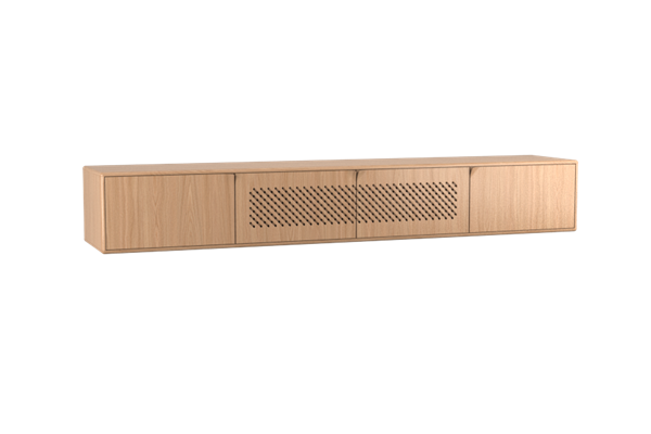 Meuble TV suspendu avec grille 4-portes - Theuns