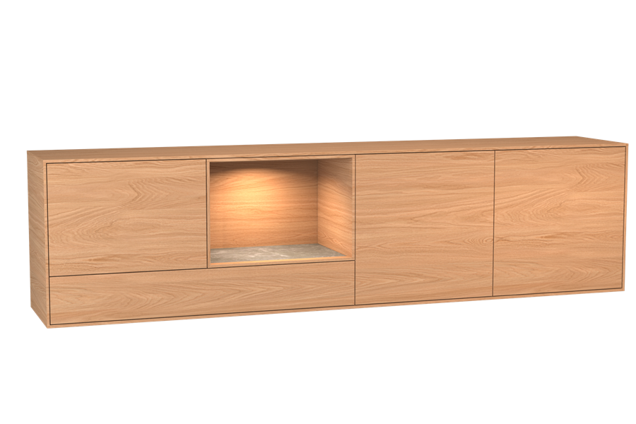 dressoir 4-deurs open vak hangend - Theuns Eiken meubels