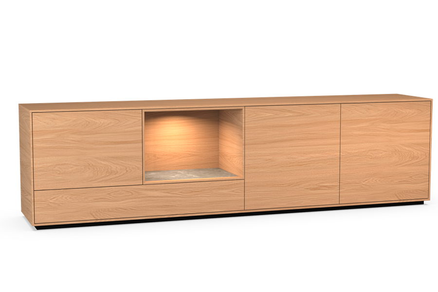 dressoir 4-deurs open vak met plint - Theuns Eiken meubels