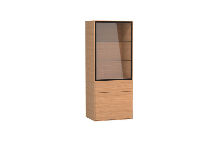 Vitrine-kast 1-deurs hangend - Theuns Eiken meubels