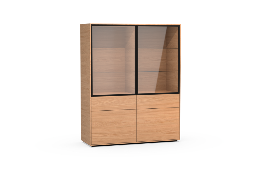 Vitrine-kast 2-deurs met plint - Theuns Eiken meubels