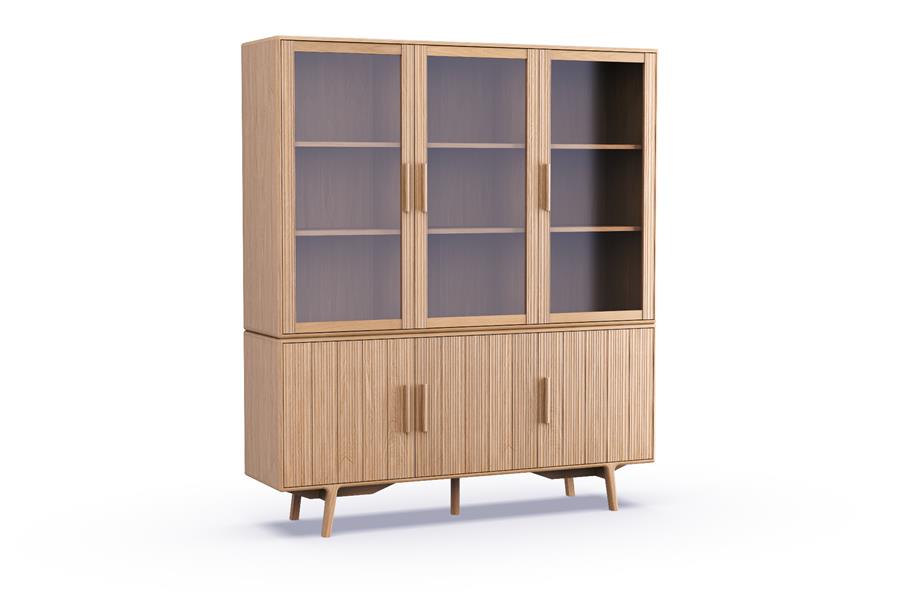 Hutch cabinet 3-doors glass - Theuns Oak furniture