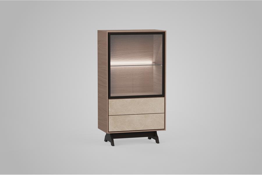 Highboard 1-deurs met glas - Theuns Eiken meubels